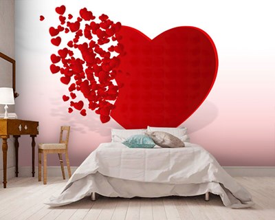 Rood Hart Geïllustreerd Behang