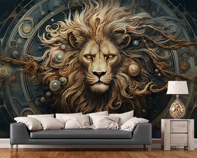 3D Kunstmatige Intelligentie Leeuwenkop-Behang