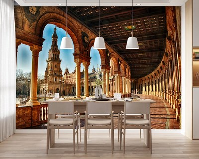 Andalusië Kathedraal van Sevilla Geïllustreerd Behang