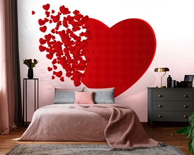Rood Hart Geïllustreerd Behang