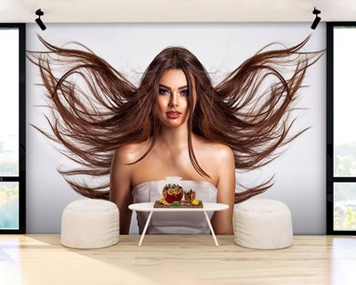Vrouw met mooi haar geïllustreerd behang