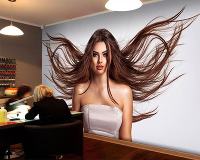Vrouw met mooi haar geïllustreerd behang