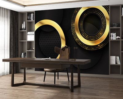 3D gouden cirkel patroon behang