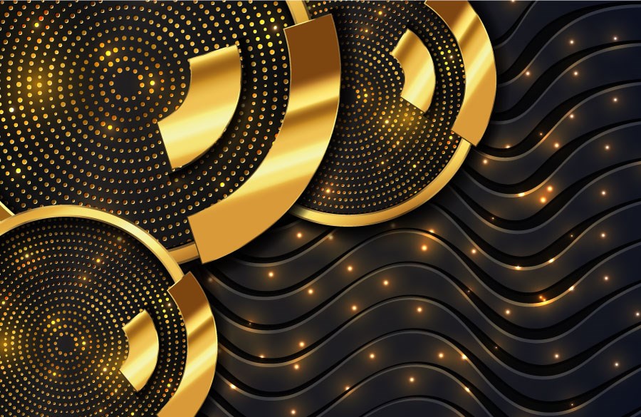 3D goud golvend kantoorbehang