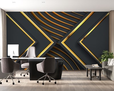 3D goud vormig kantoorbehang 