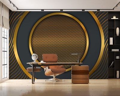 3D gouden cirkel patroon kantoorbehang