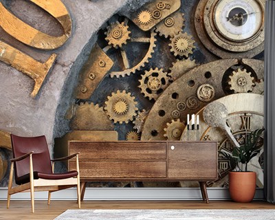 3D Klokwiel Thema-Behang