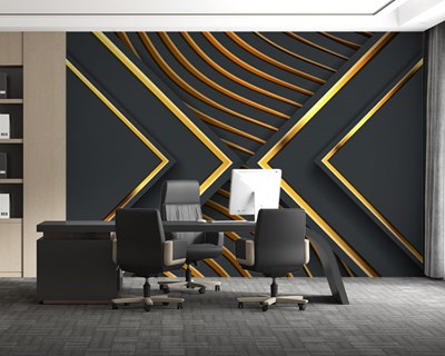 3D goud vormig kantoorbehang 