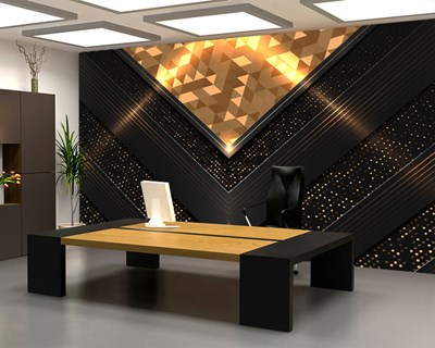 3D gouden zwarte vloer kantoorbehang