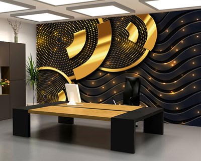 3D goud golvend kantoorbehang