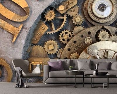 3D Klokwiel Thema-Behang