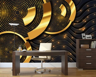 3D goud golvend kantoorbehang
