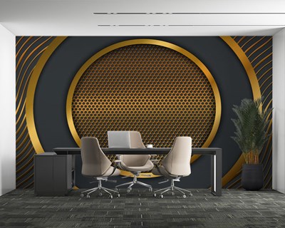 3D gouden cirkel patroon kantoorbehang
