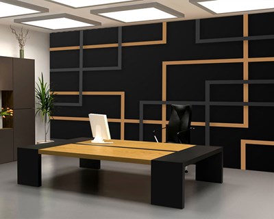 Zwart en goud abstract vormgegeven behang