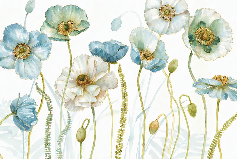 Aquarel Bloemen Geïllustreerd Behang