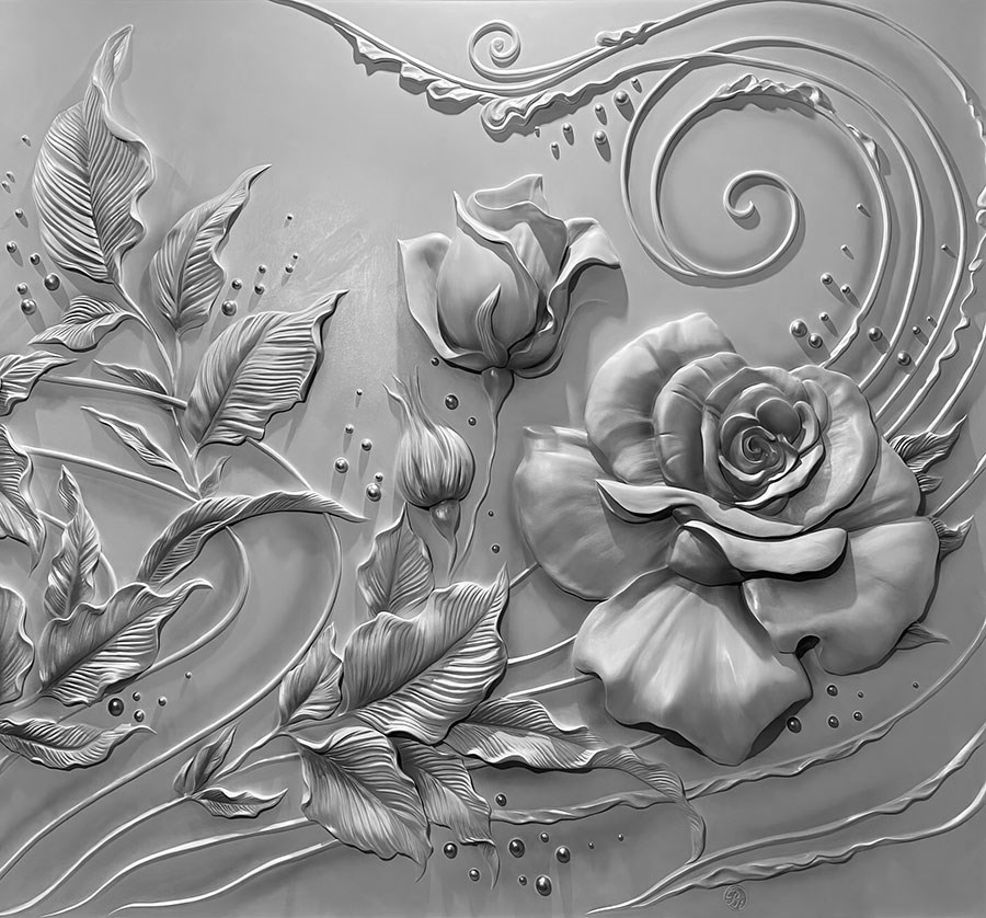 3D Bloemen In reliëf Patroon Behang