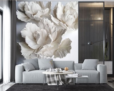 Bloemenpatroon reliëfbehang 