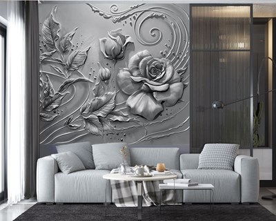 3D Bloemen In reliëf Patroon Behang