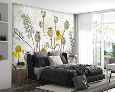 Gemengde planten geïllustreerd behang 