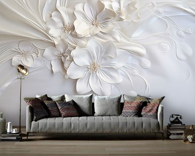 Bloemenpatroon reliëfbehang 
