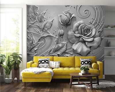 3D Bloemen In reliëf Patroon Behang
