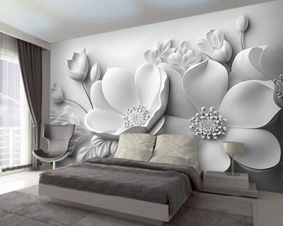 Bloemen reliëf behang 