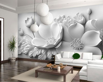 Bloemen reliëf behang 