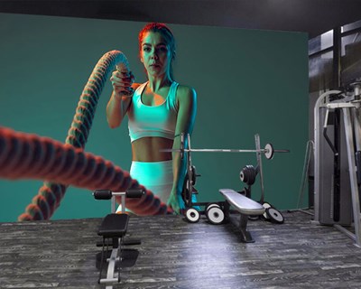 Vrouw speelt sport themabehang