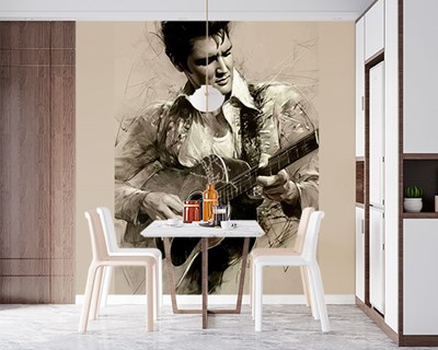 Elvis Presley Gitaar Spelen Behang