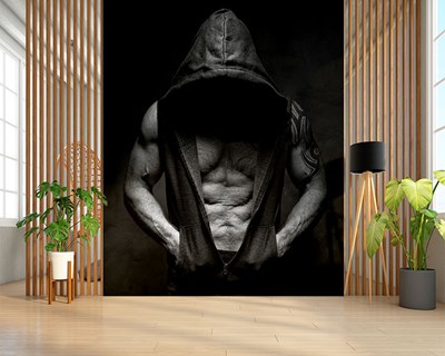 Gespierde Man Geïllustreerd Behang 