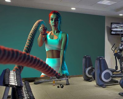 Vrouw speelt sport themabehang