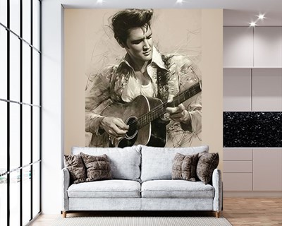 Elvis Presley Gitaar Spelen Behang