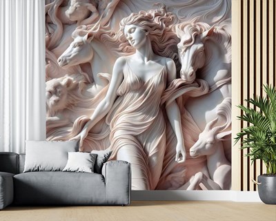 Vrouw en dier Sculptuur Thema Behang