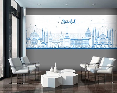 Istanbul Bouwkundig Tekening-Behang 