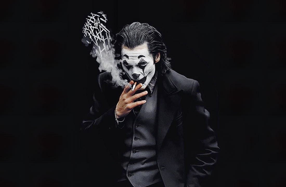 Joker Geïllustreerd Zwart Achtergrondbehang