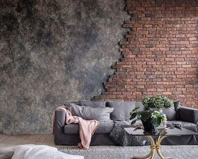 Semi baksteenlook behang