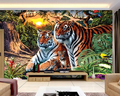 Tijger familie themabehang 