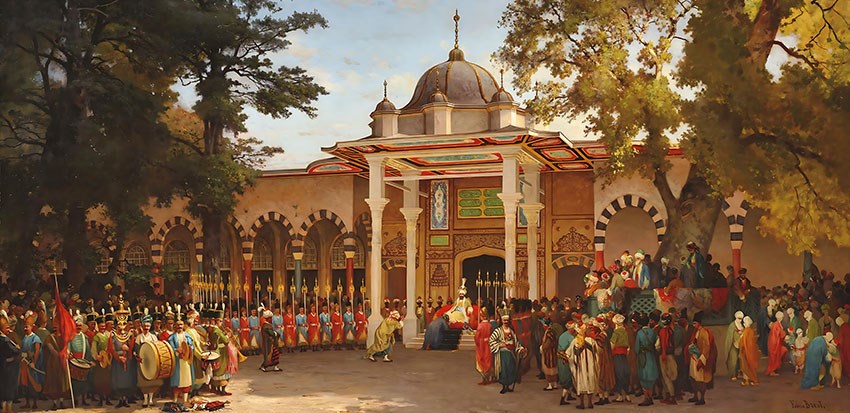 Ottomaans paleis geïllustreerd behang