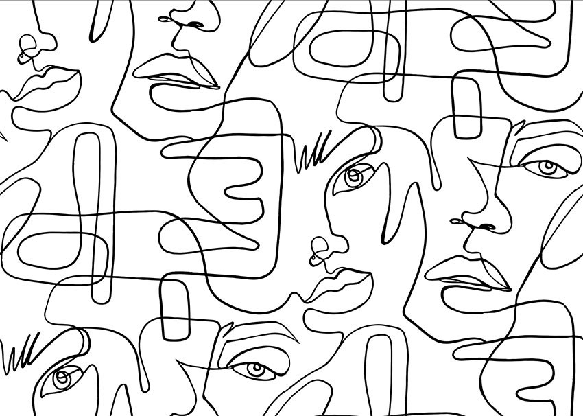 Abstract Vrouw Gezicht Themed Behang
