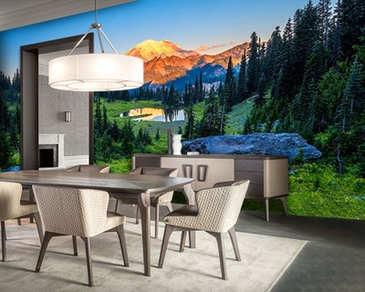 Berg en Bos Landschap Behang