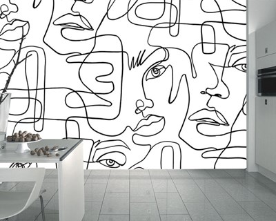 Abstract Vrouw Gezicht Themed Behang