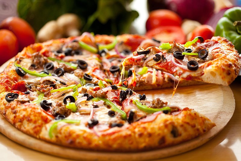 Mixed Pizza Geïllustreerd Behang