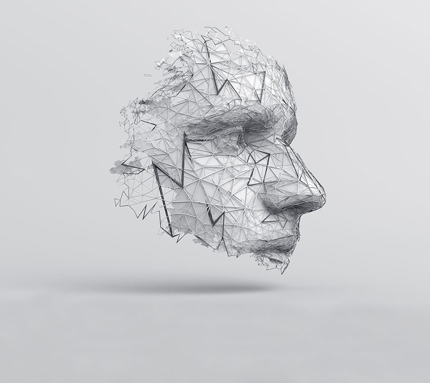 Geometrische tekening menselijk gezicht behang 