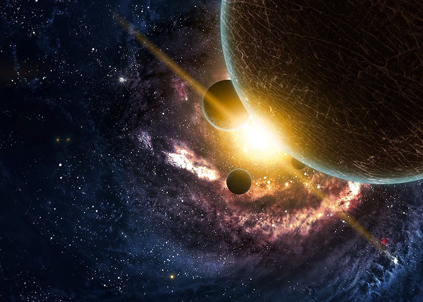 Sterrenstelsel en planeten themabehang