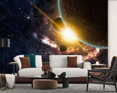 Sterrenstelsel en planeten themabehang