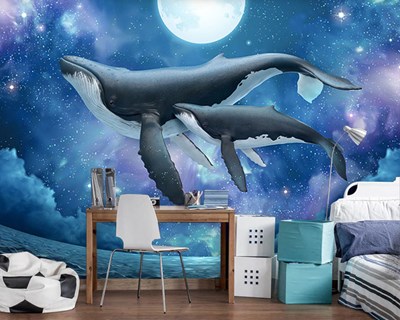 Fantastische Walvis Geïllustreerd Behang