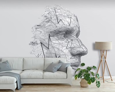Geometrische tekening menselijk gezicht behang 
