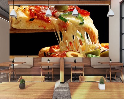 Pizza Slice Geïllustreerd Behang