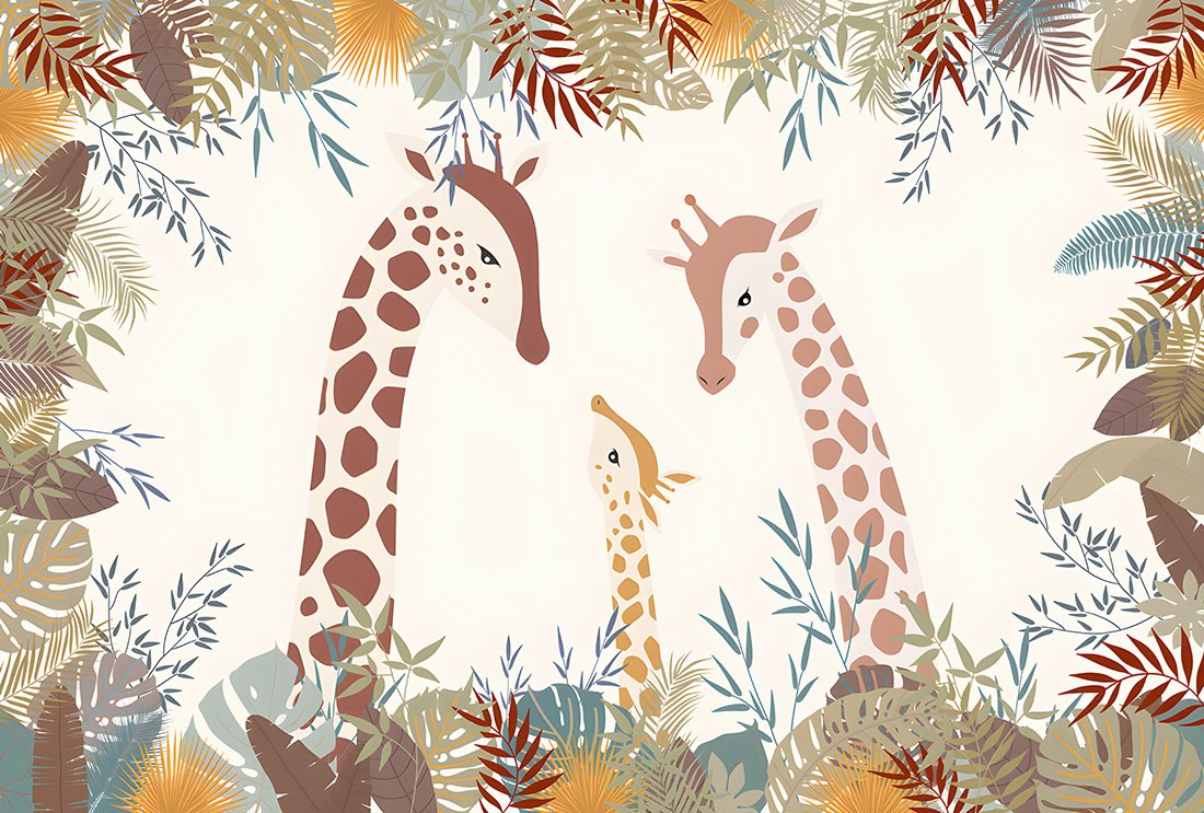 Giraffe Geïllustreerd Babykamer Behang