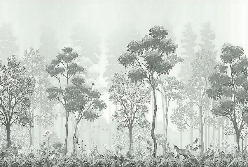 Mistig Boslandschap Behang 